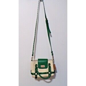 3AM Forever "Hello" Green & Tan Crossbody Adjustable Strap Purse NWT